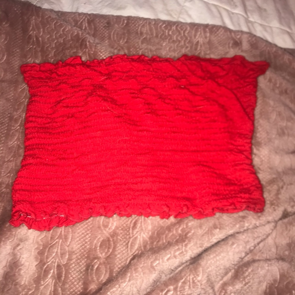 red scrunch tube top